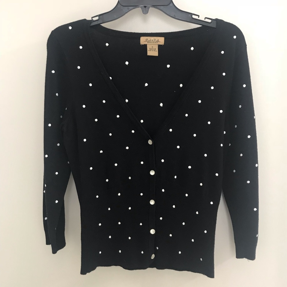 Polka Dot Peck & Peck Button Cardigan Size Small